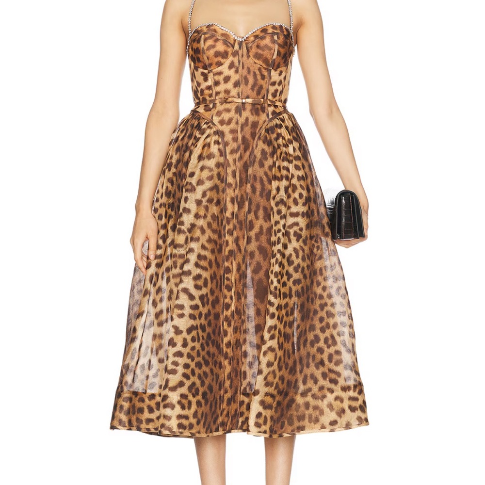 Zimmermann Size 3 Brown Leopard Print Dress